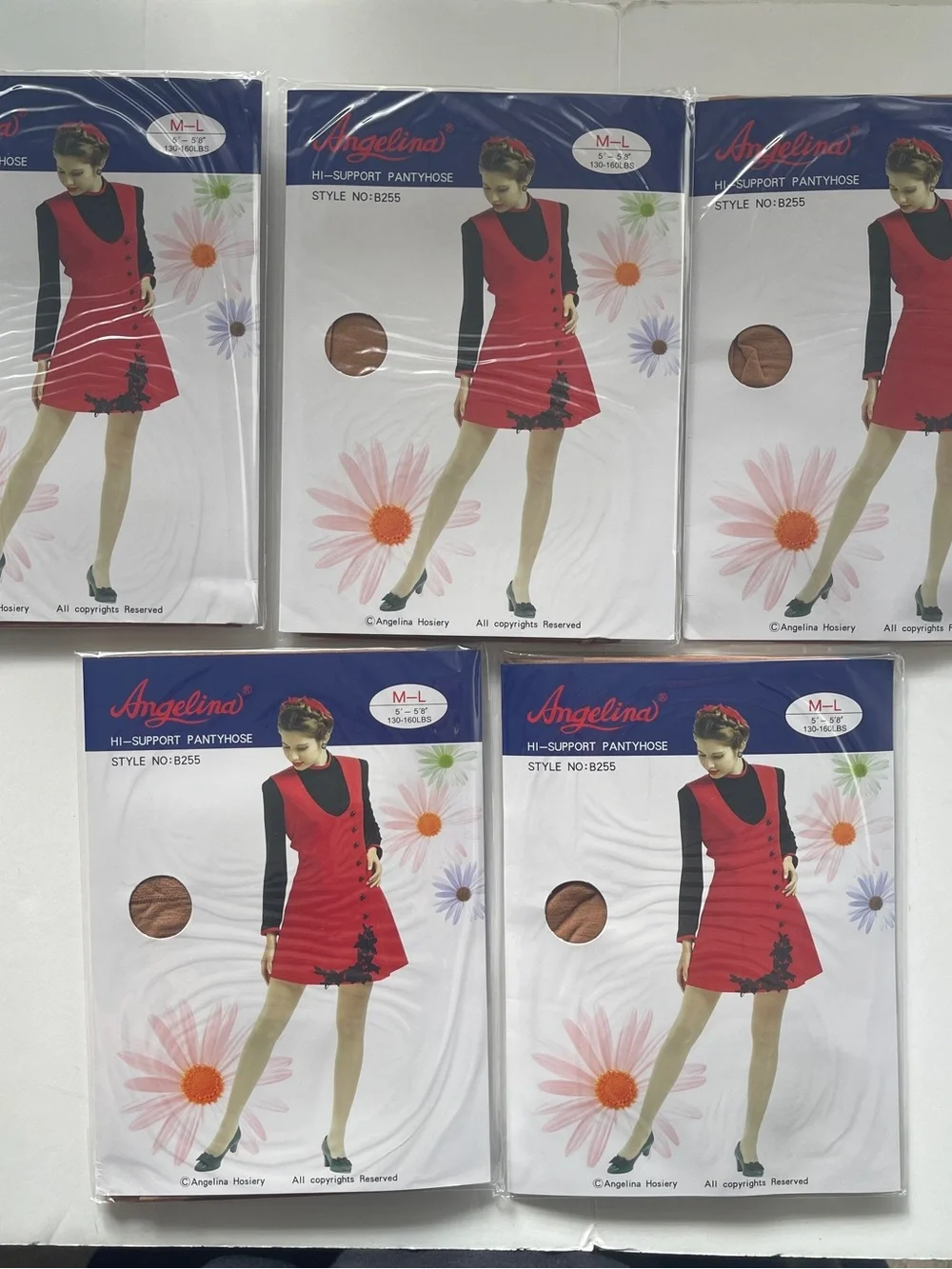 Angelina Hi-Support Pantyhose - Nude, M-L, (5 pack)